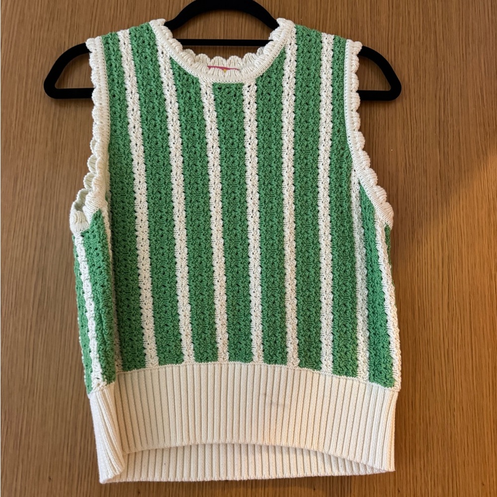 Green and White Striped Sleeveless Top